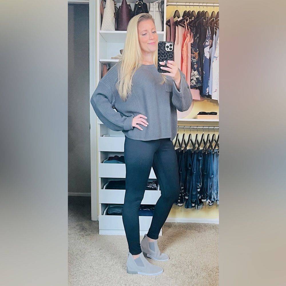 Fall Winter Long Sleeve Crew Neck Cropped Oversized Sweater